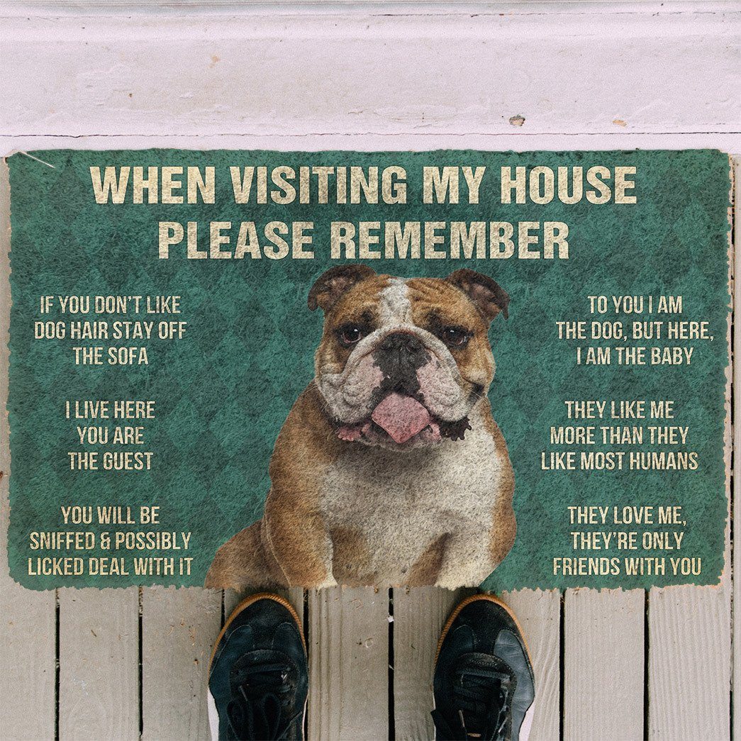 Noodever  3D Please Remember Bulldog Dog's House Rules Doormat