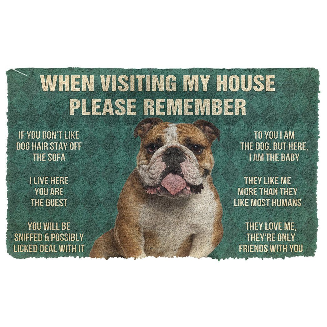 Noodever  3D Please Remember Bulldog Dog's House Rules Doormat
