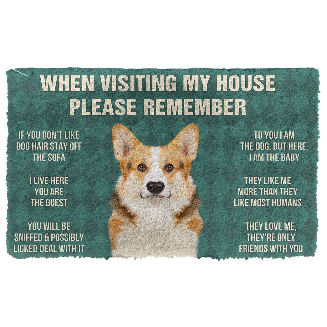 Noodever 3D Please Remember Cardigan Welsh Corgi Dogs House Rules Doormat