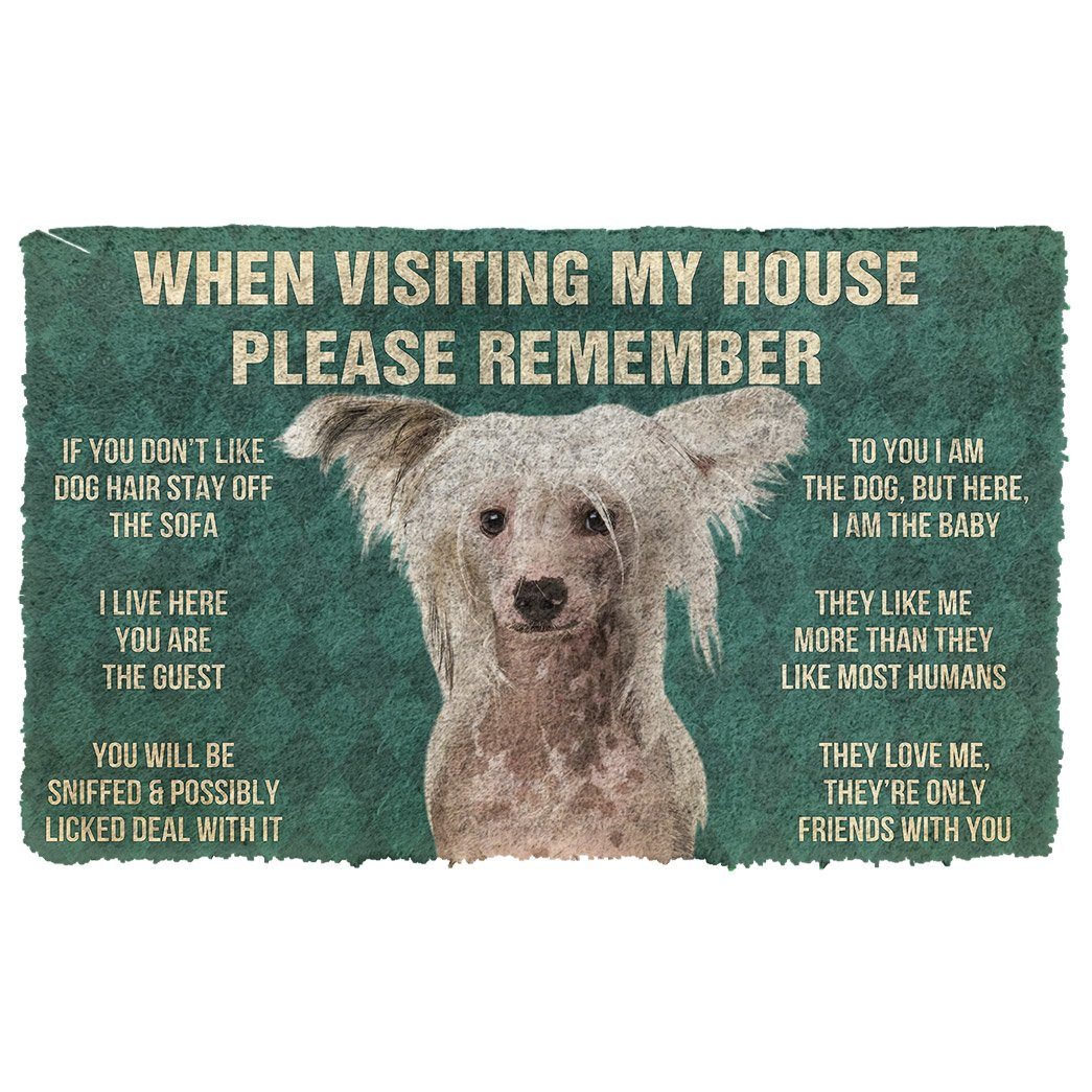 Noodever 3D Please Remember Chinese Crested Dogs House Rules Doormat