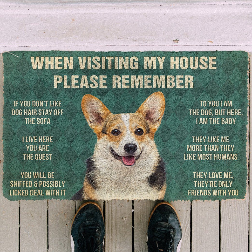 Noodever  3D Please Remember Corgi Dog's House Rules Doormat