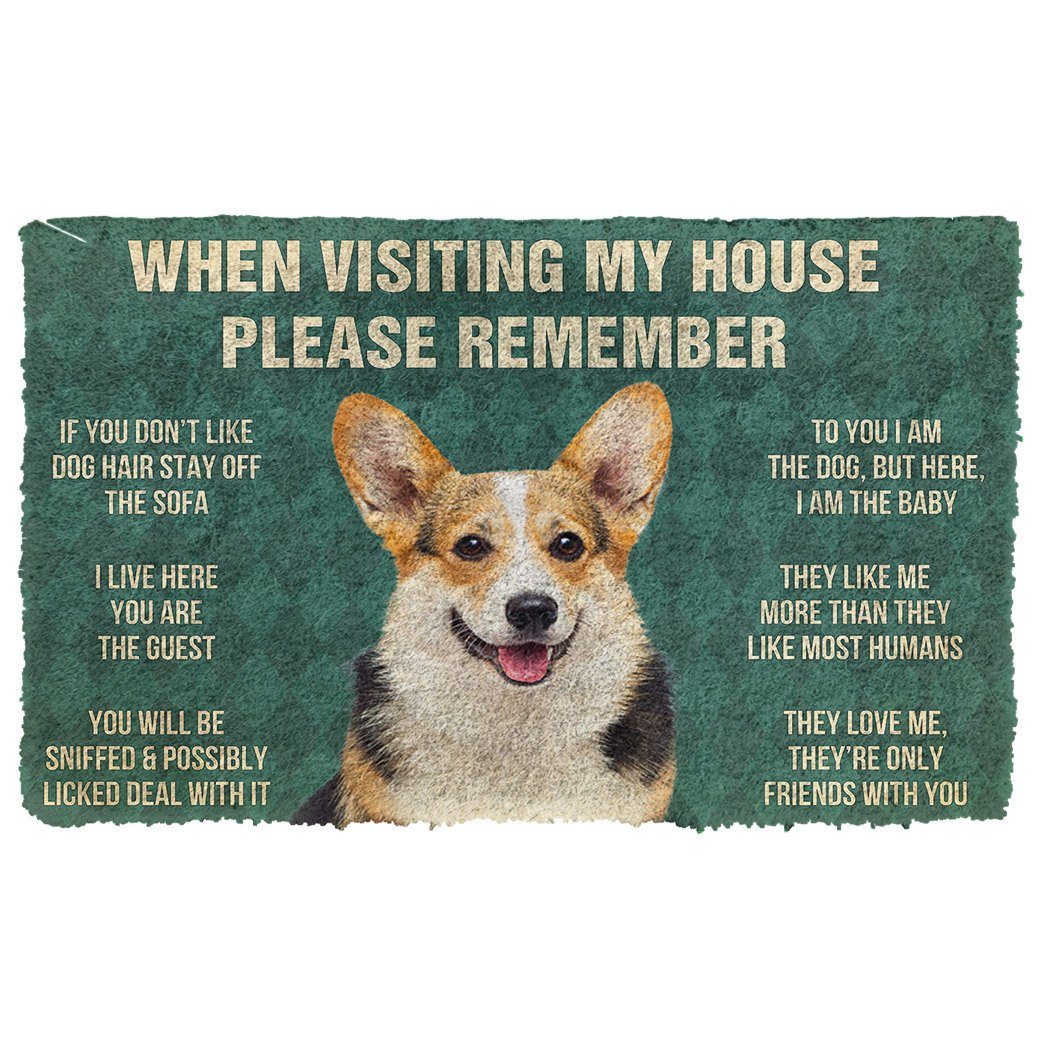 Noodever  3D Please Remember Corgi Dog's House Rules Doormat