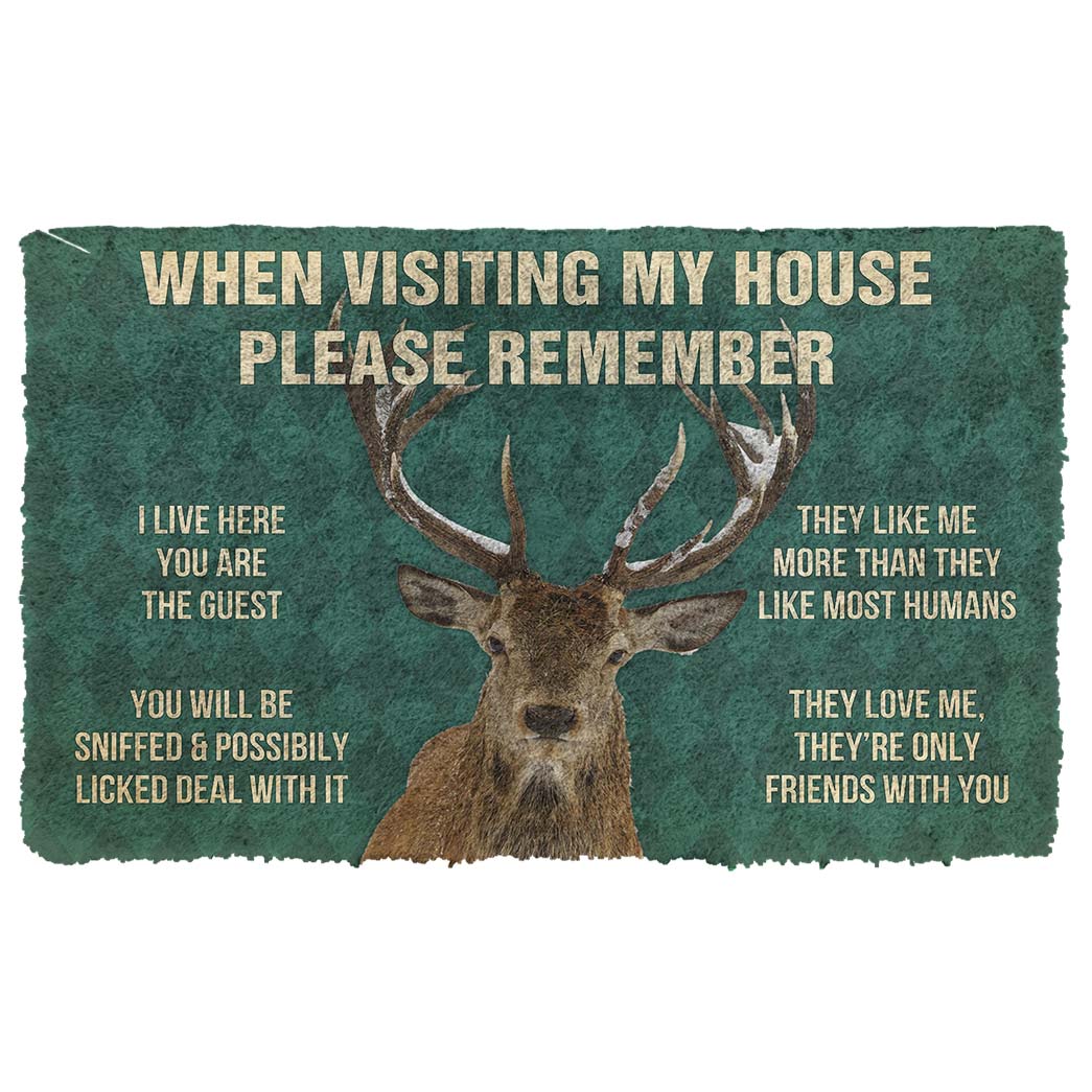 Noodever 3D Please Remember Deers House Rule Doormat