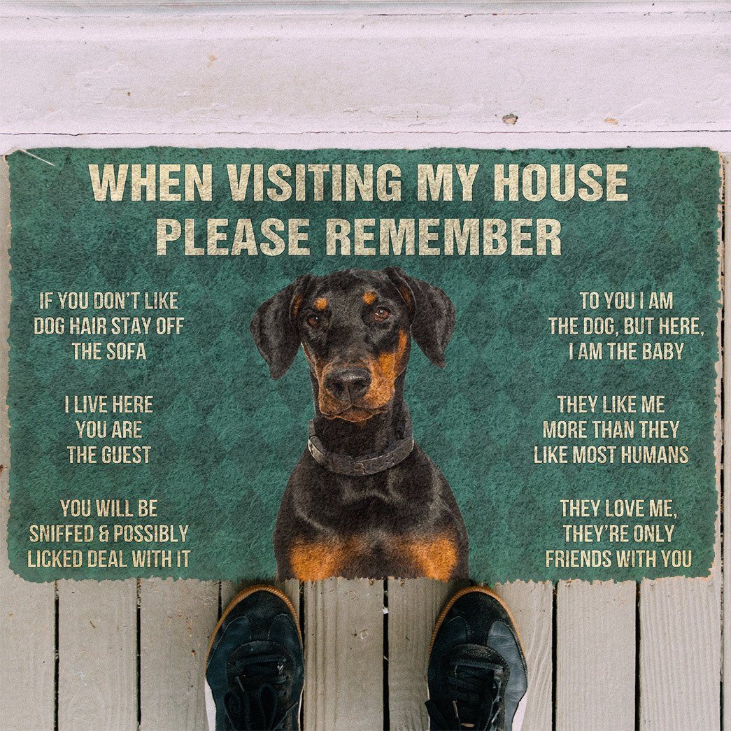 Noodever  3D Please Remember Doberman Dog's House Rules Doormat