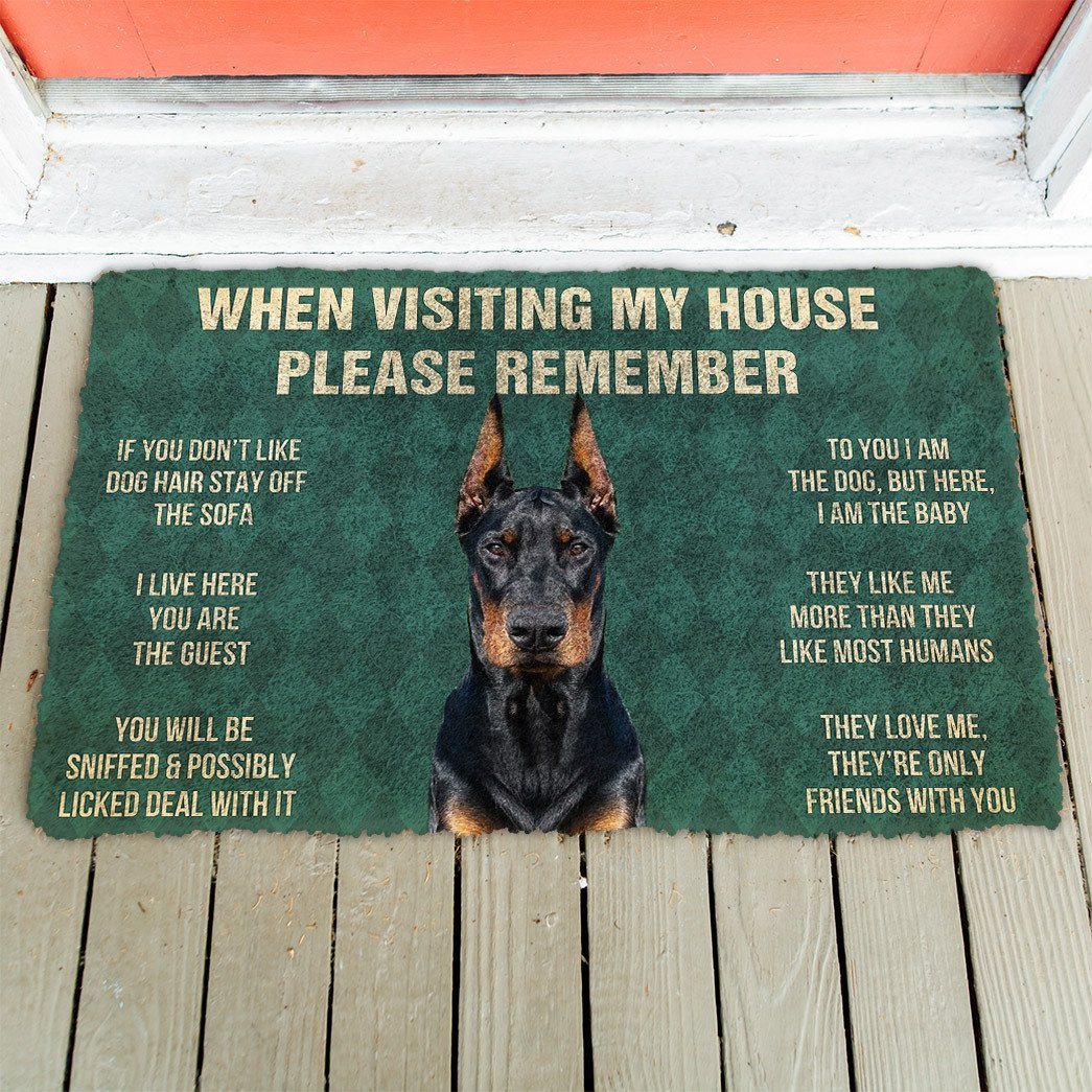 Noodever  3D Please Remember Doberman Pinscher Dogs House Rules Doormat
