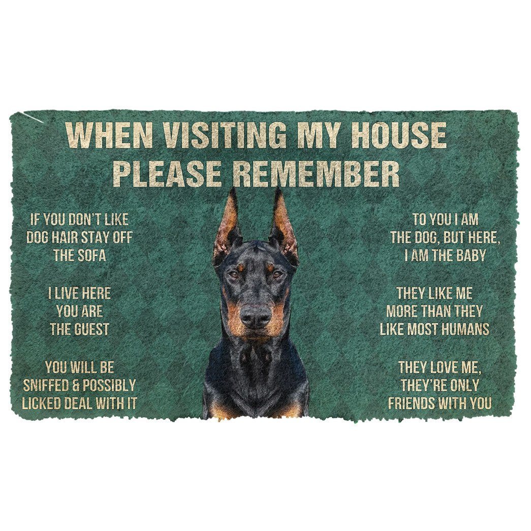 Noodever  3D Please Remember Doberman Pinscher Dogs House Rules Doormat