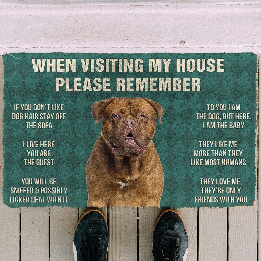 Noodever  3D Please Remember Dogue de Bordeaux Dogs House Rules Doormat