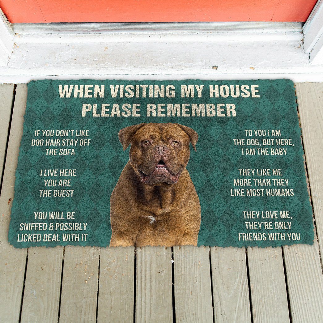 Noodever  3D Please Remember Dogue de Bordeaux Dogs House Rules Doormat