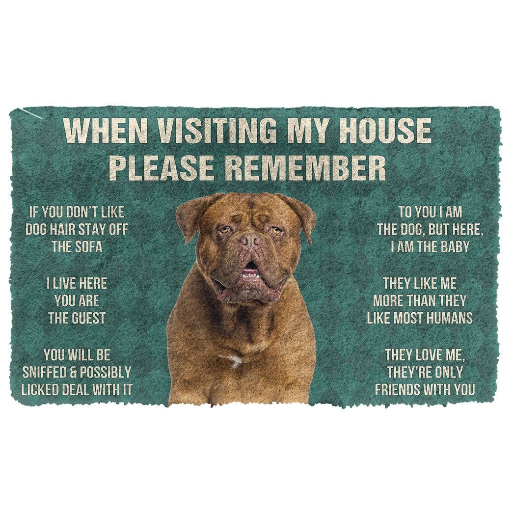 Noodever  3D Please Remember Dogue de Bordeaux Dogs House Rules Doormat