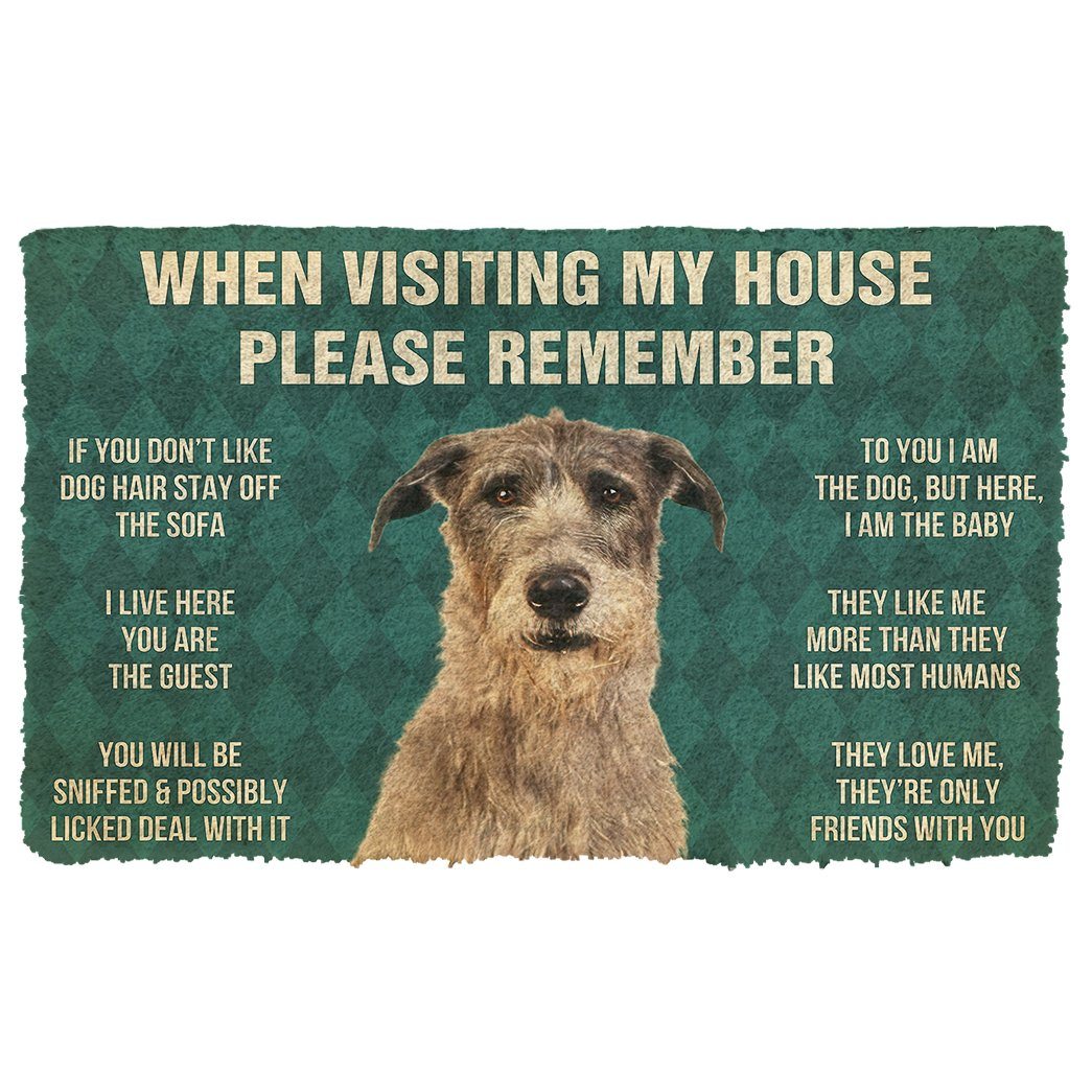 Noodever 3D Please Remember Irish Wolfhound Dogs House Rules Doormat