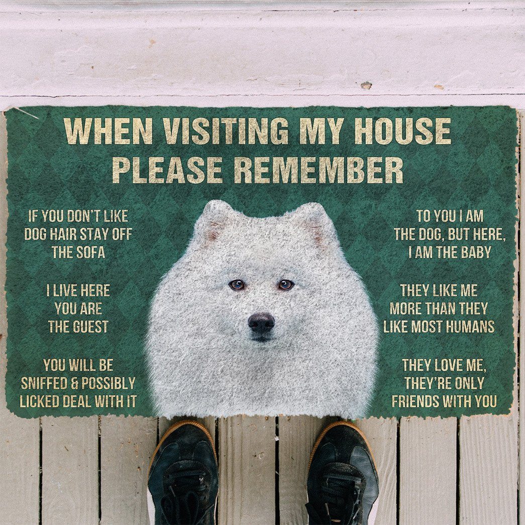 Noodever 3D Please Remember Japanese Spitz Dogs House Rules Doormat