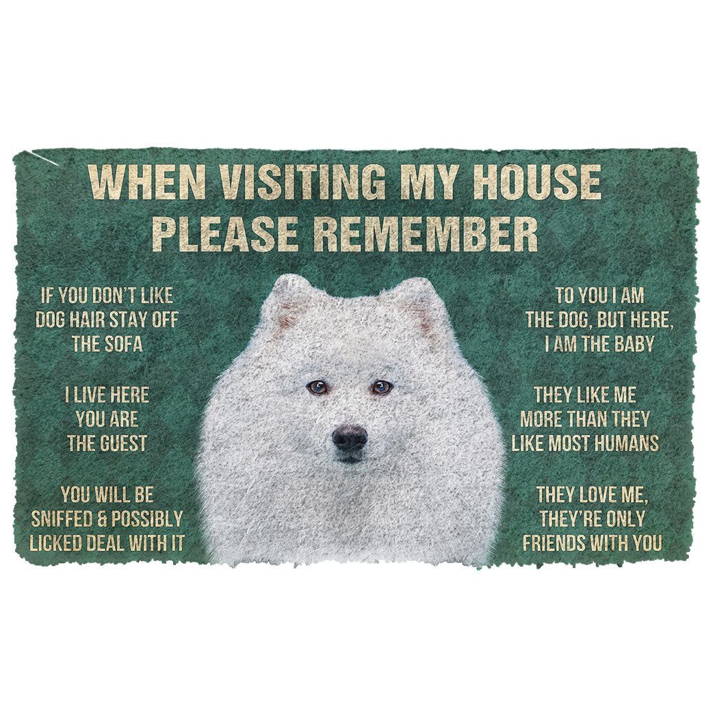 Noodever 3D Please Remember Japanese Spitz Dogs House Rules Doormat