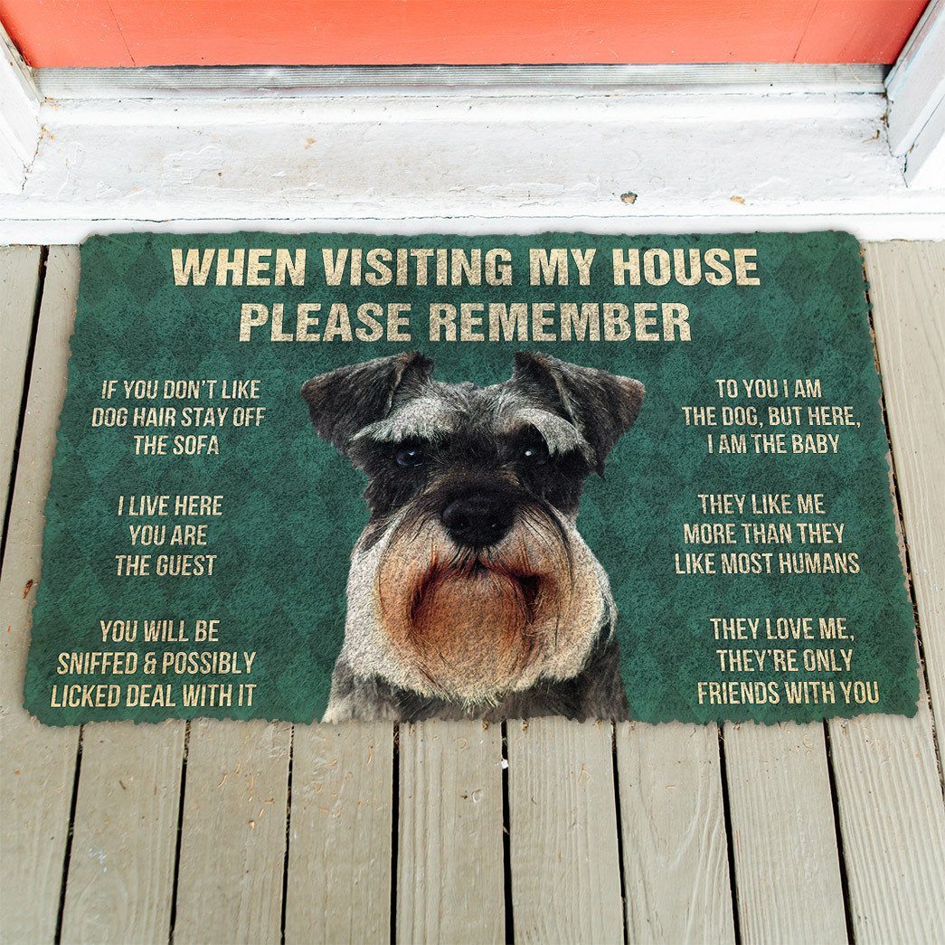 Noodever  3D Please Remember Miniature Schnauzer Dogs House Rules Doormat