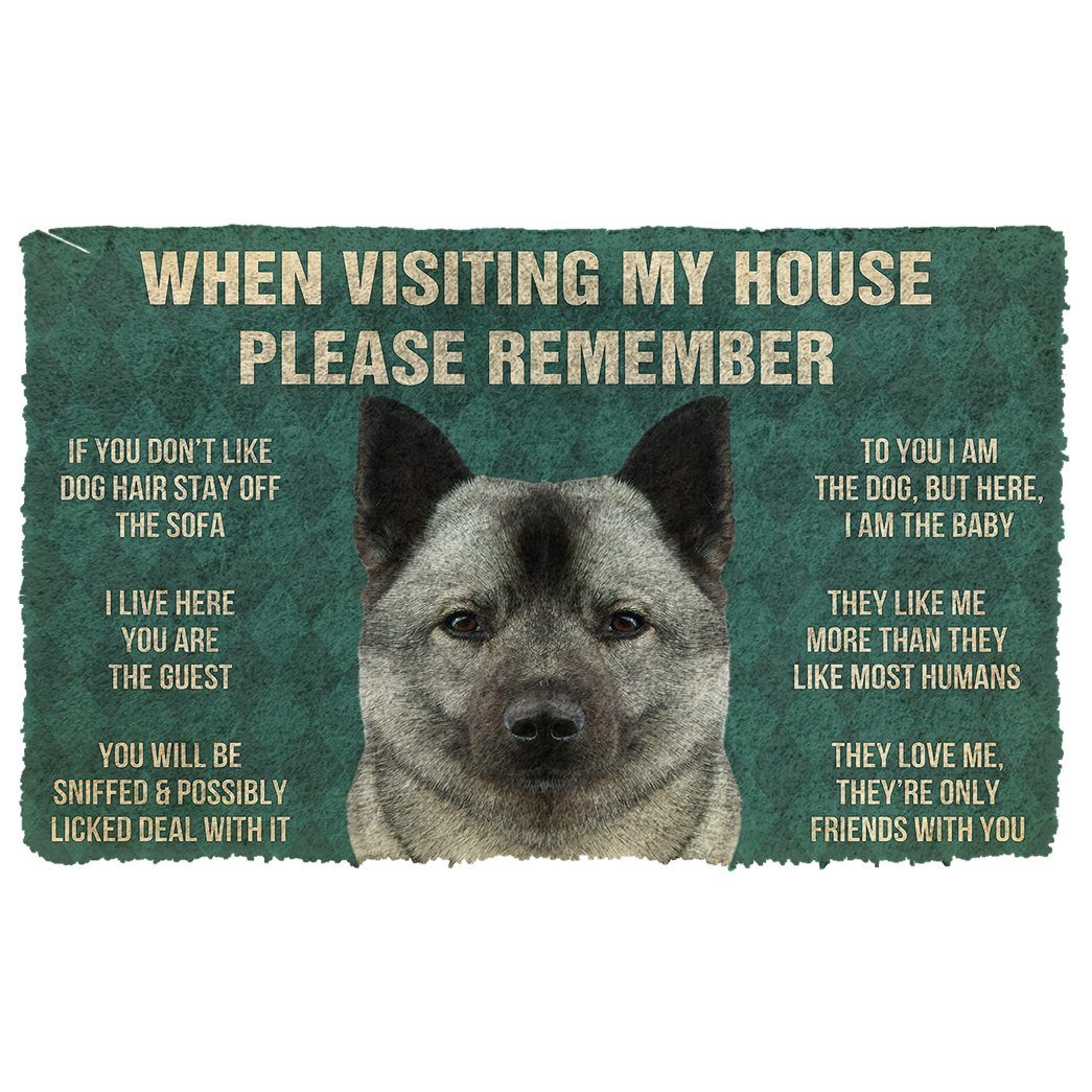 Noodever 3D Please Remember Norwegian Elkhound Dogs House Rules Doormat