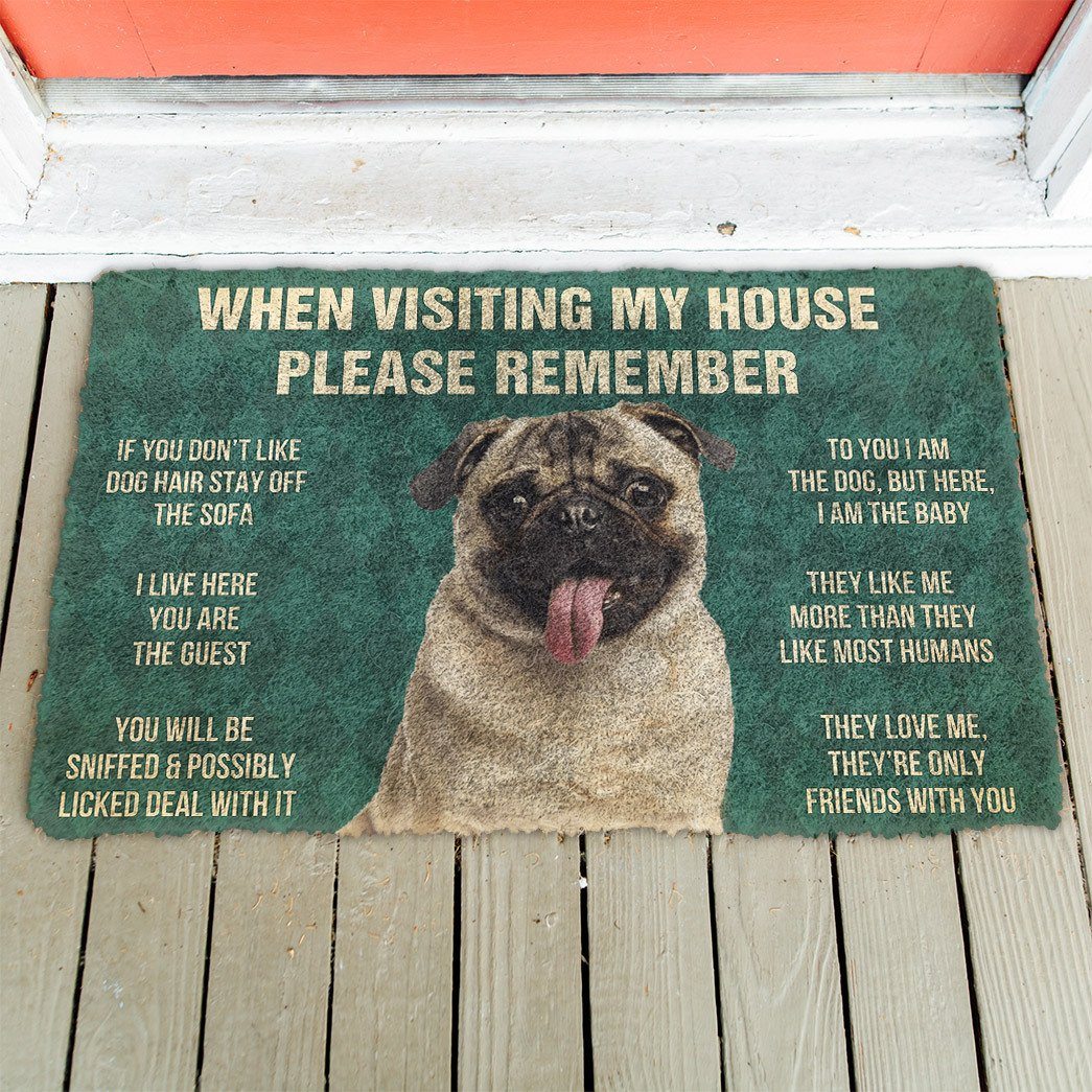 Noodever  3D Please Remember Pug Dog's House Rules Doormat