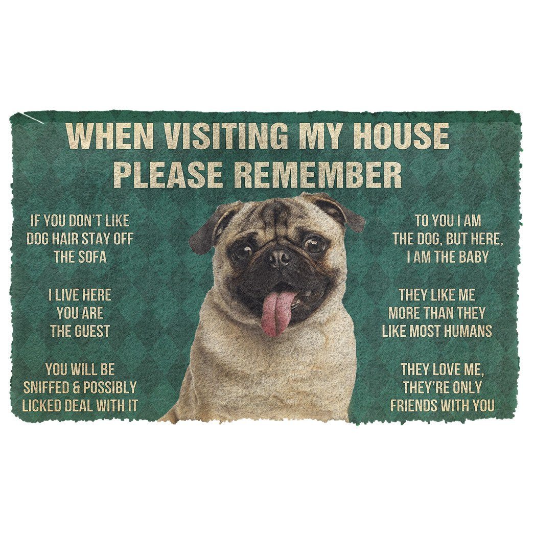 Noodever  3D Please Remember Pug Dog's House Rules Doormat