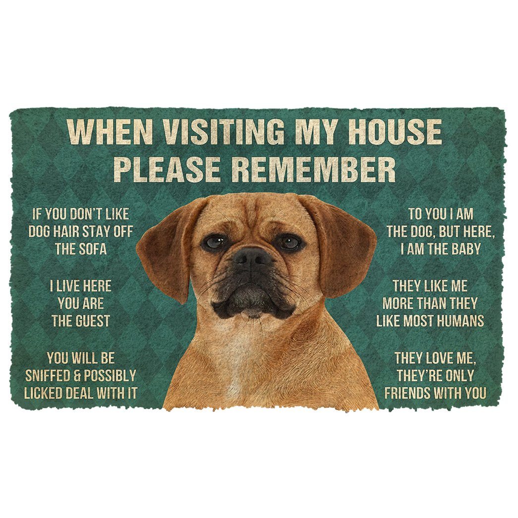Noodever 3D Please Remember Puggle Dogs House Rules Doormat
