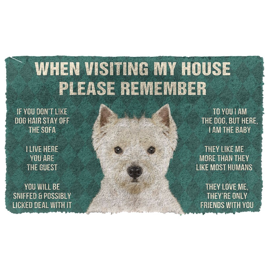 Noodever  3D Please Remember West Highland White Terrier Dogs House Rules Doormat