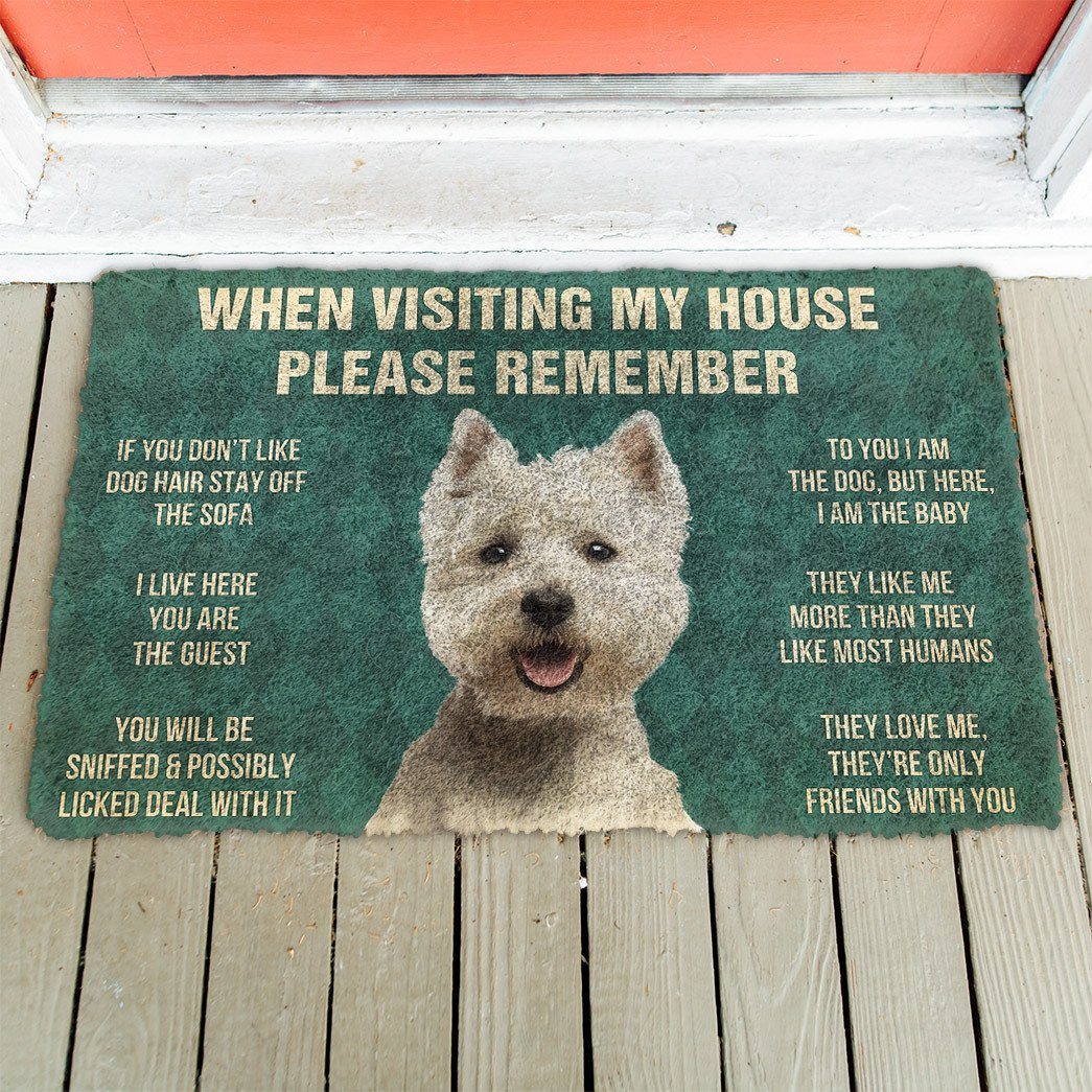 Noodever  3D Please Remember White Terrier Dog's House Rules Doormat