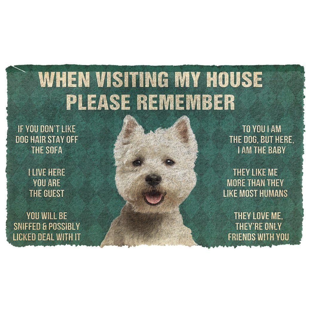 Noodever  3D Please Remember White Terrier Dog's House Rules Doormat