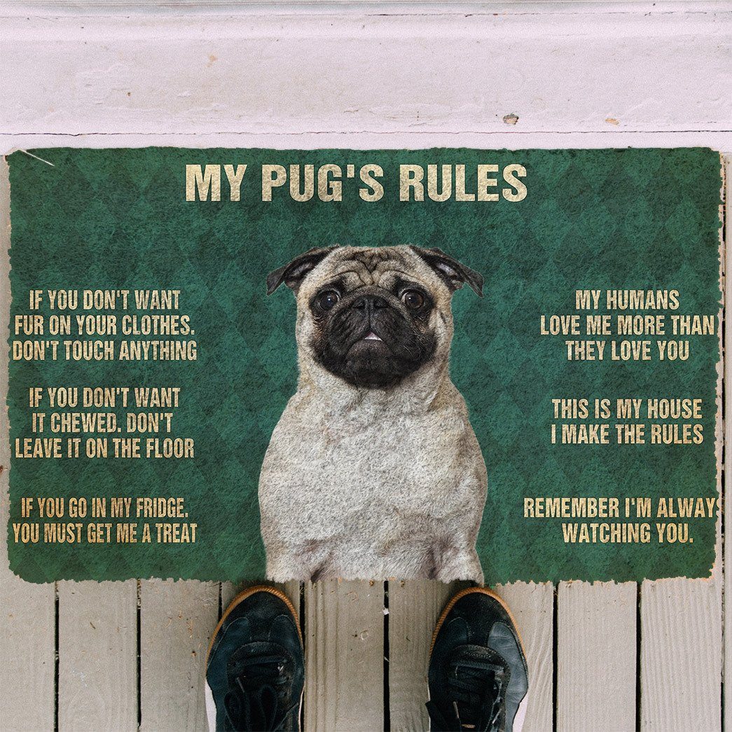 Noodever 3D Pug's Rules Doormat