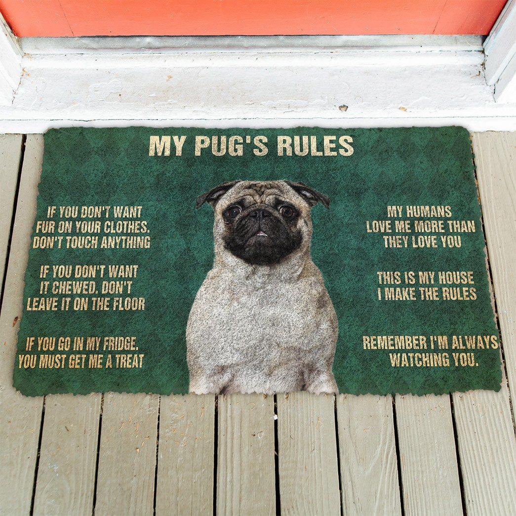 Noodever 3D Pug's Rules Doormat