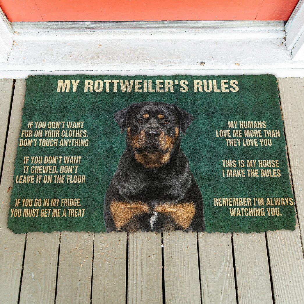 Noodever 3D Rottweiler's Rules Doormat