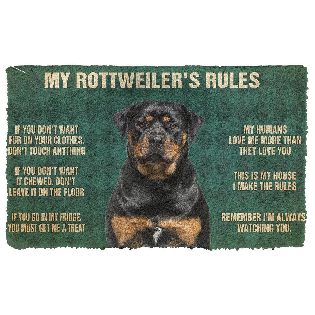 Noodever 3D Rottweiler's Rules Doormat