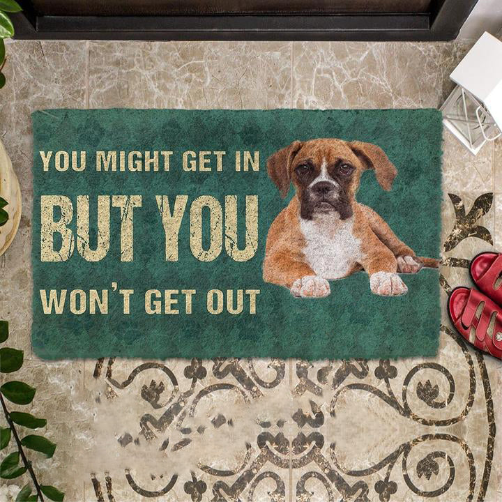 Noodever 3D You Might Get In But You Wont Get Out Boxers Dog Doormat
