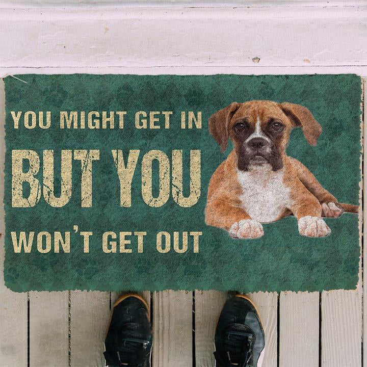 Noodever 3D You Might Get In But You Wont Get Out Boxers Dog Doormat