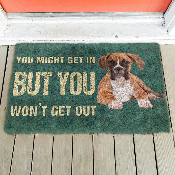 Noodever 3D You Might Get In But You Wont Get Out Boxers Dog Doormat