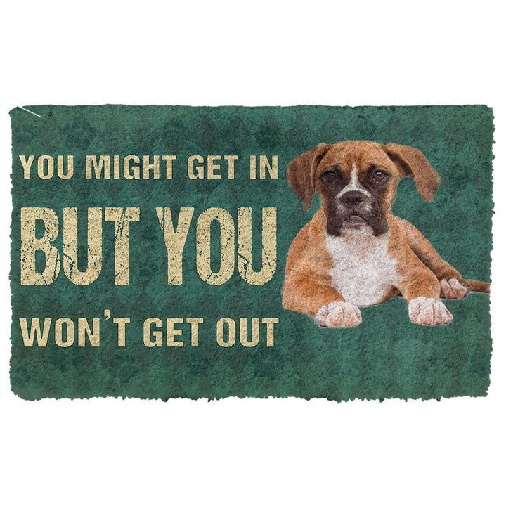 Noodever 3D You Might Get In But You Wont Get Out Boxers Dog Doormat