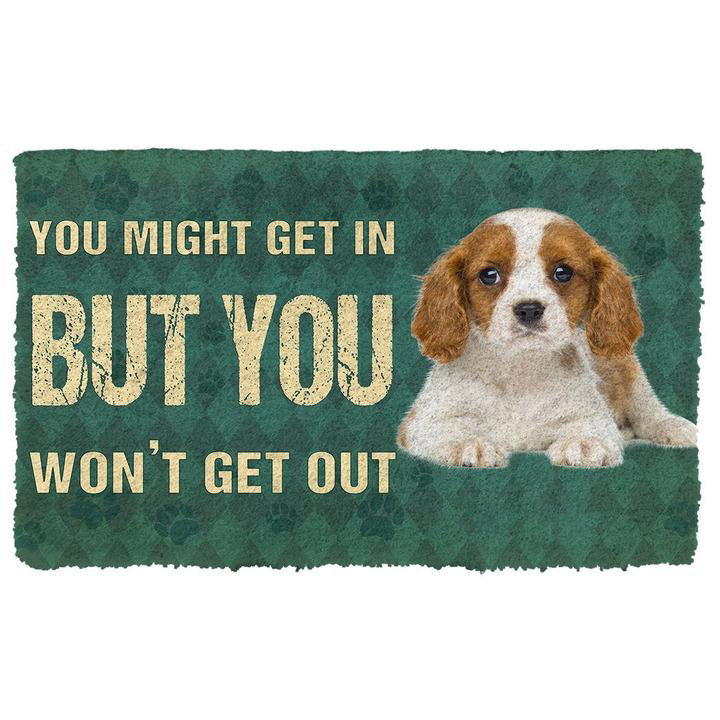 Noodever 3D You Might Get In But You Wont Get Out Cavalier King Charles Spaniels Dog Doormat