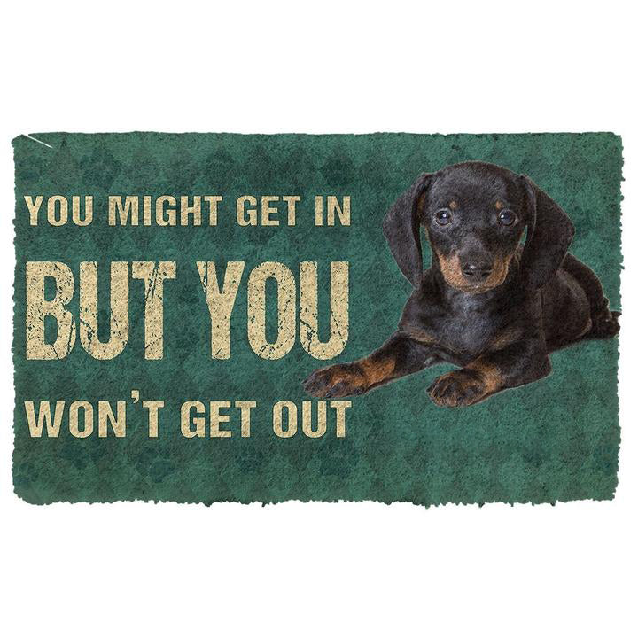 Noodever 3D You Might Get In But You Wont Get Out Dachshunds Dog Doormat
