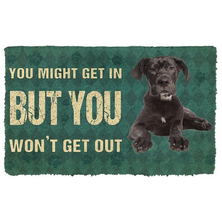 Noodever 3D You Might Get In But You Wont Get Out Great Danes Dog Doormat