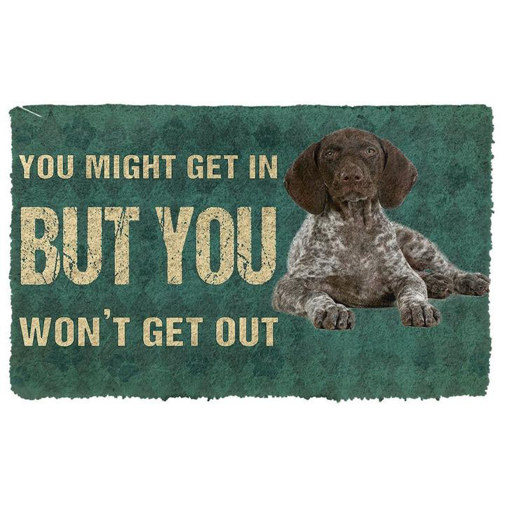 Noodever 3D You Might Get In But You Wont Get Out Pointers German Shorthaired Dog Doormat