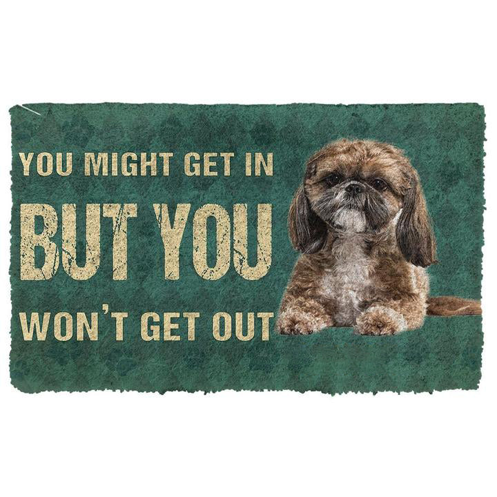 Noodever 3D You Might Get In But You Wont Get Out Shih Tzu Dog Doormat