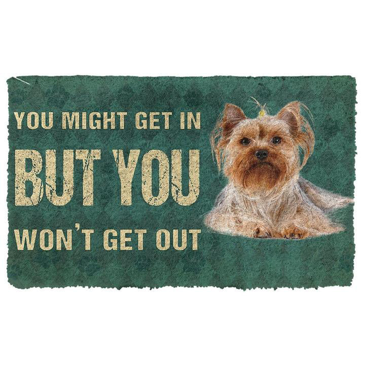 Noodever 3D You Might Get In But You Wont Get Out Yorkshire Terriers Dog Doormat