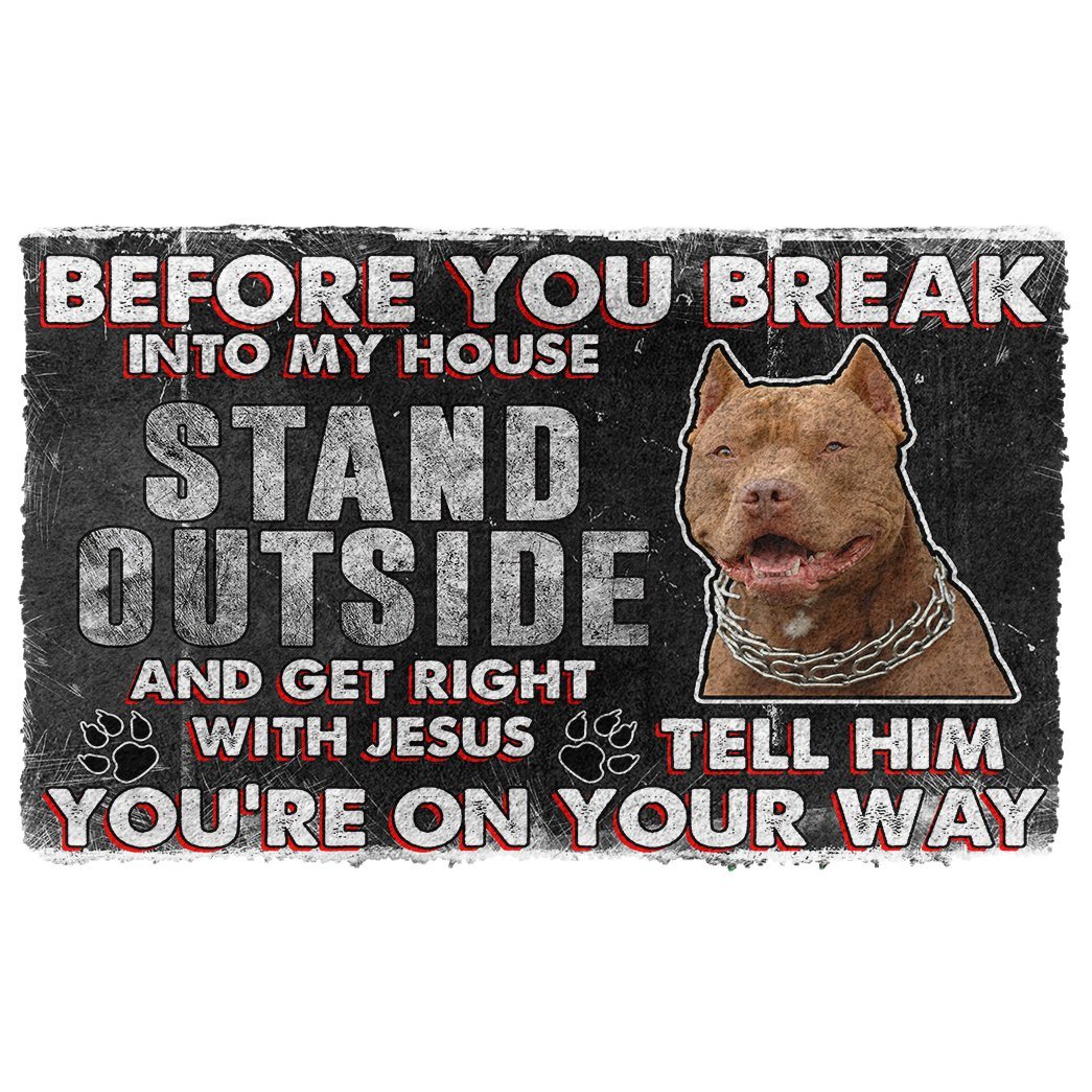 Noodever 3D Brown Pitbull Before You Break Into My House Doormat