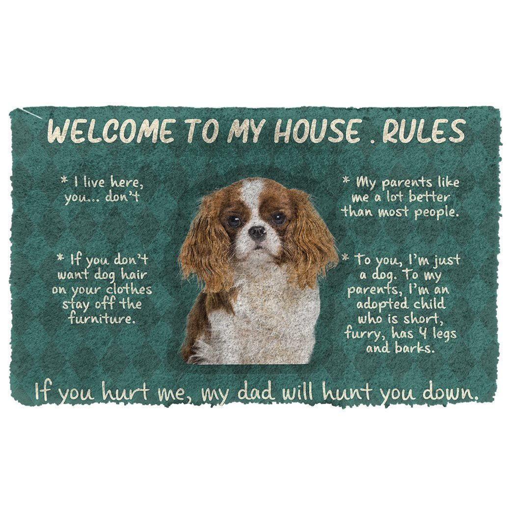 Noodever 3D Cavalier King Charles Spaniel Welcome To My House Rules Doormat