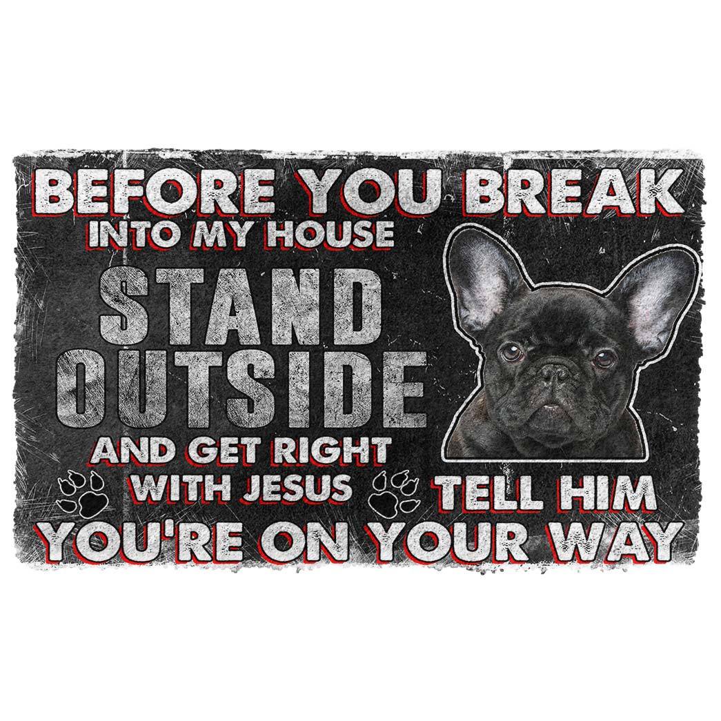 Noodever 3D French Bulldog Before You Break Into My House Doormat