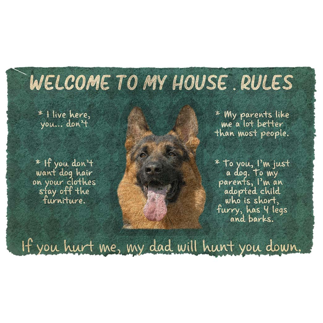 Noodever 3D German Shepherd Welcome To My House Rules Doormat
