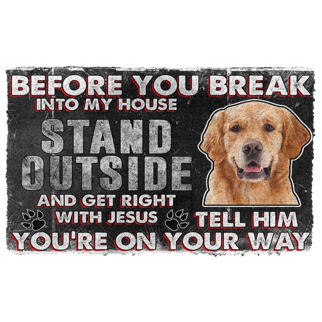 Noodever 3D Golden Retriever Before You Break Into My House Doormat