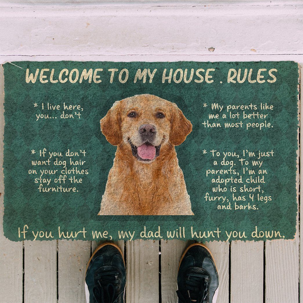 https://noodever.com/cdn/shop/products/gearhumans-gearhuman-3d-golden-retriever-welcome-to-my-house-rules-custom-doormat-gw120310-doormat-461789_1200x.jpg?v=1622889523