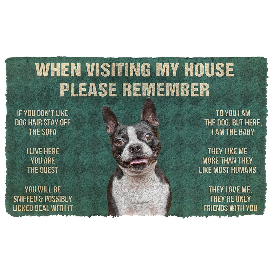 Noodever 3D Please Remember Boston Terrier House Rules Doormat