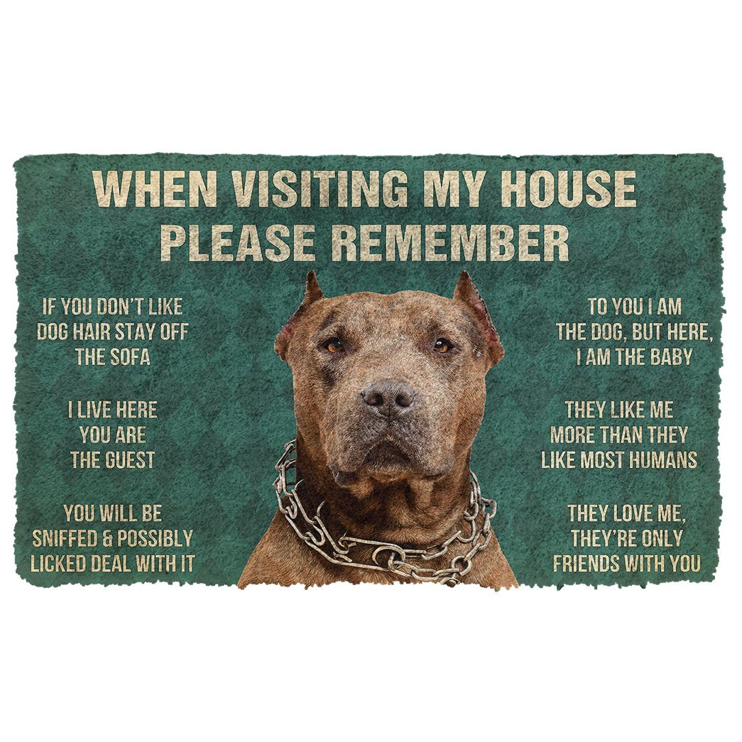 Noodever 3D Please Remember Brown Pitbull House Rules Doormat