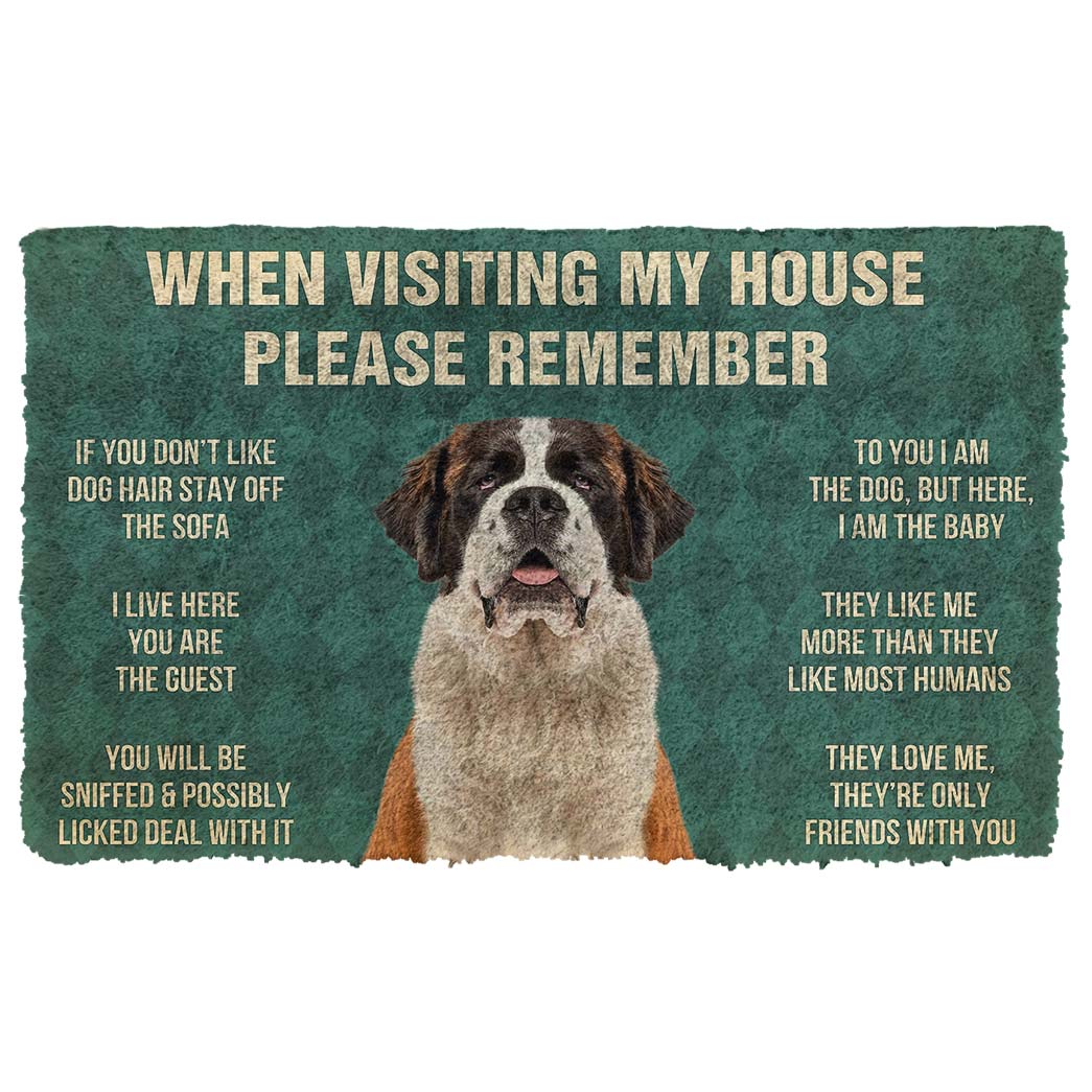 Noodever 3D Please Remember St Bernard House Rule Doormat