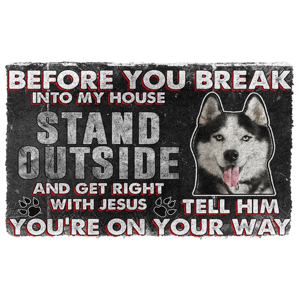 Noodever 3D Siberian Husky Before You Break Into My House Doormat
