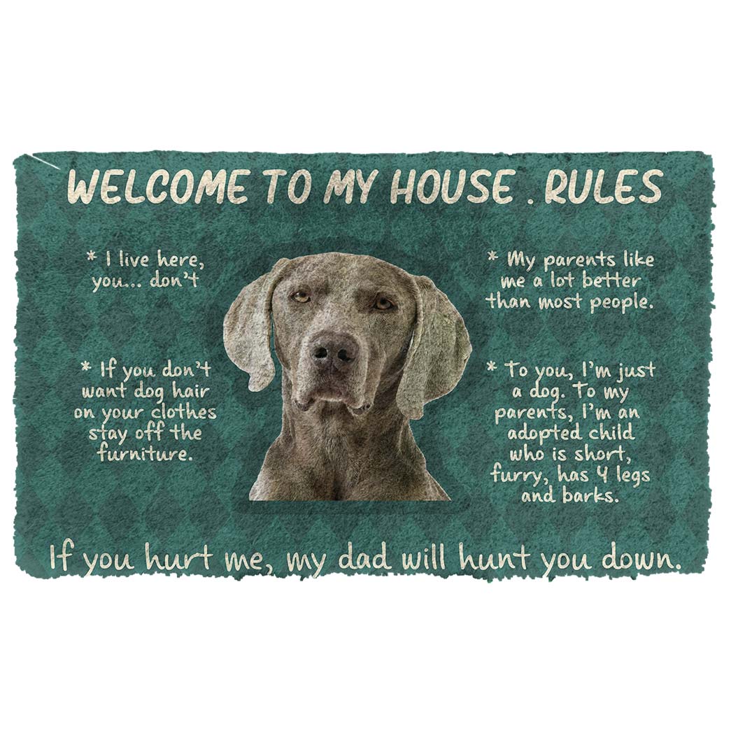 Noodever 3D Weimaraner Dog Welcome To My House Rules Doormat