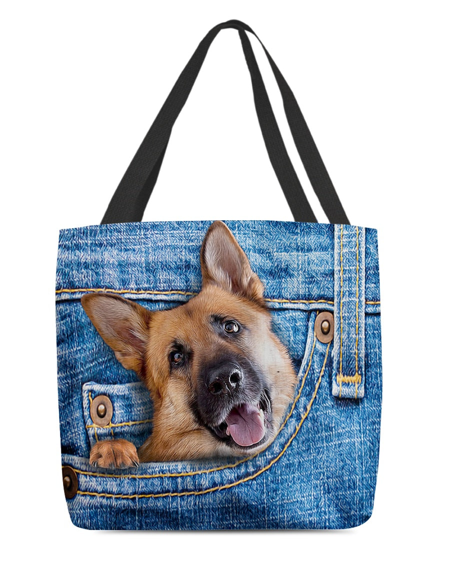 german shepherd1-in pocket-Cloth Tote Bag